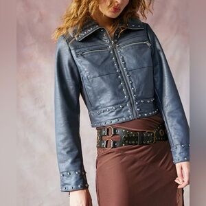 NWT Urban Outfitters Silence + Noise Faux Leather Studded Moto Jacket